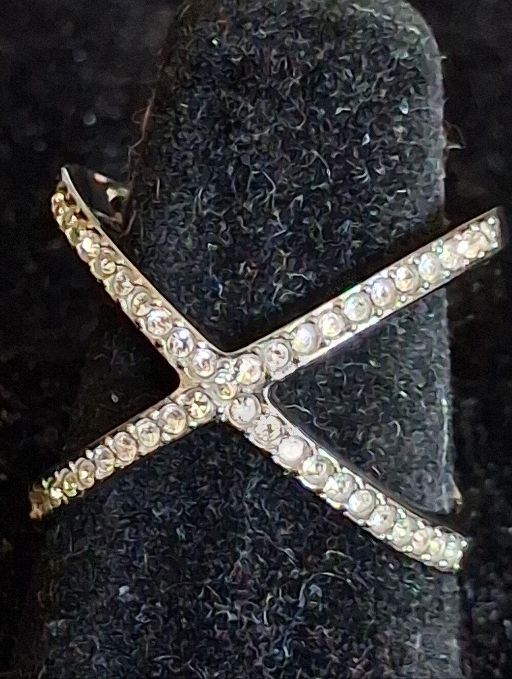 Michael Kors Crystal Pavé X-Design Silver Ring - Women's Fashion Jewelry Size 7